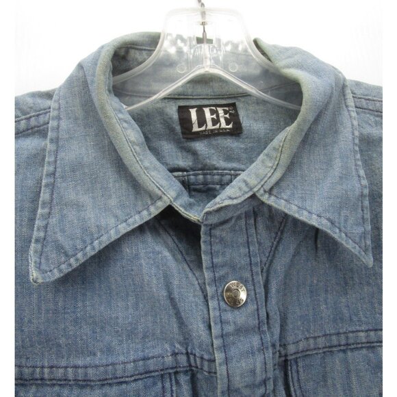 VINTAGE Lee Jacket Small Western Trucker Denim Shacket 70s Snap USA * - Picture 7 of 15